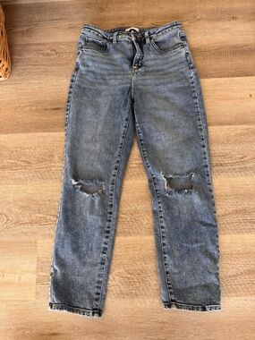 LC Lauren Conrad Washed Blue Distressed Straight Leg Jeans